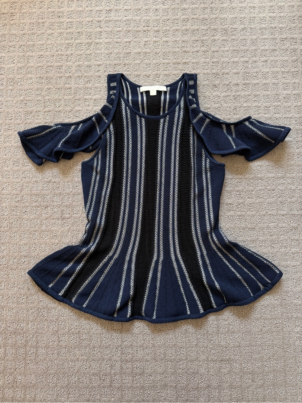 Jonathan Simkhai Knit Striped Cold Shoulder Blouse Size Small